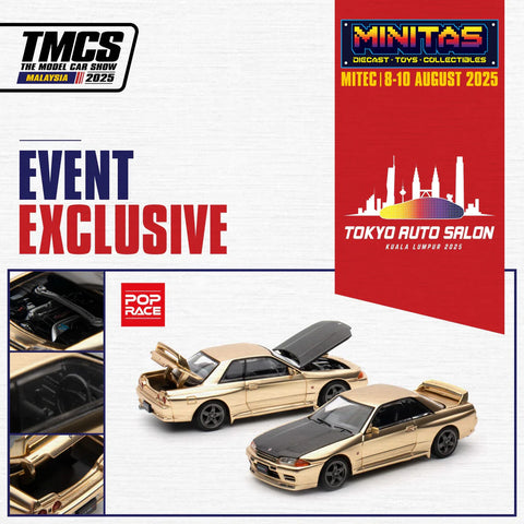 POPRACE 1/64 SKYLINE GT-R R32 Chrome Gold TASKL 2025 Event Model