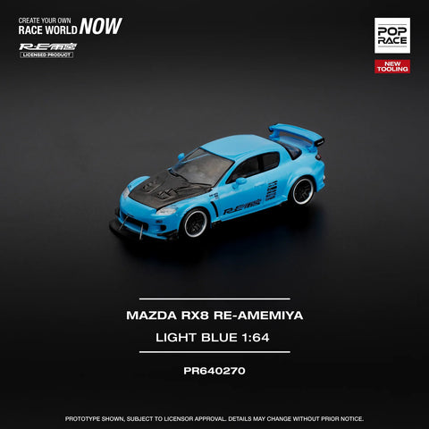 POPRACE 1/64 MAZDA RX-8 RE-AMEMIYA - LIGHT BLUE