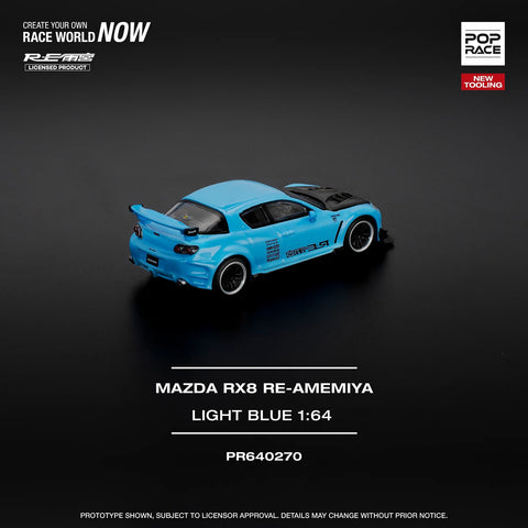 POPRACE 1/64 MAZDA RX-8 RE-AMEMIYA - LIGHT BLUE