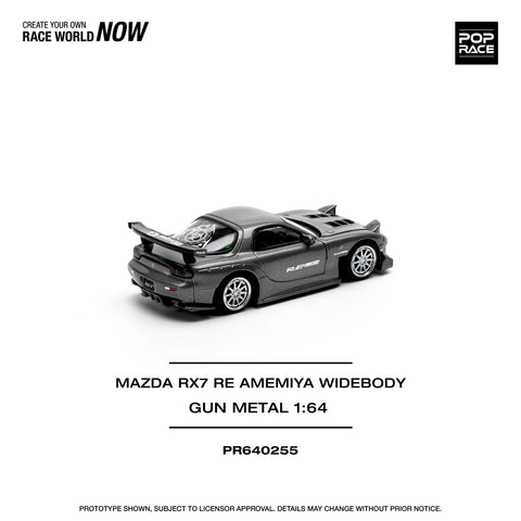 POPRACE 1/64 MAZDA RX7 RE-AMEMIYA - GUN METAL
