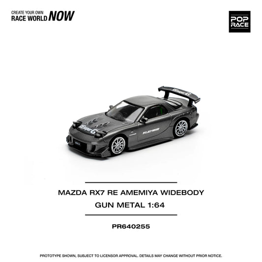 POPRACE 1/64 MAZDA RX7 RE-AMEMIYA - GUN METAL