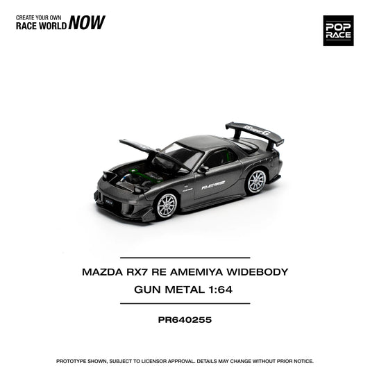 POPRACE 1/64 MAZDA RX7 RE-AMEMIYA - GUN METAL
