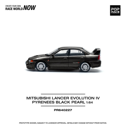 POPRACE 1/64 MITSUBISHI LANCER EVOLUTION IV - PYRENEES BLACK PEARL