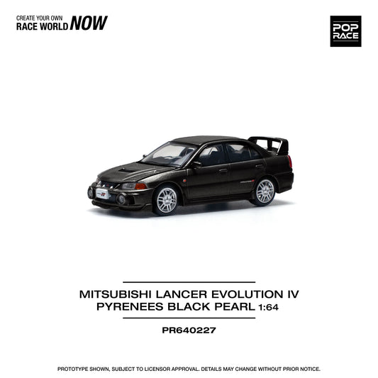 POPRACE 1/64 MITSUBISHI LANCER EVOLUTION IV - PYRENEES BLACK PEARL