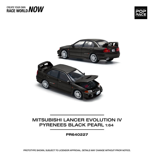 POPRACE 1/64 MITSUBISHI LANCER EVOLUTION IV - PYRENEES BLACK PEARL