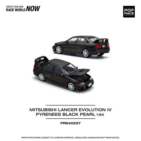 POPRACE 1/64 MITSUBISHI LANCER EVOLUTION IV - PYRENEES BLACK PEARL