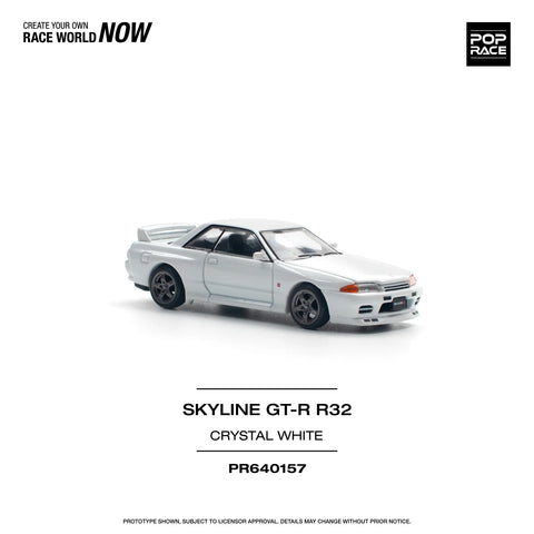 POPRACE 1/64 NISSAN SKYLINE GT-R R32 - CRYSTAL WHITE