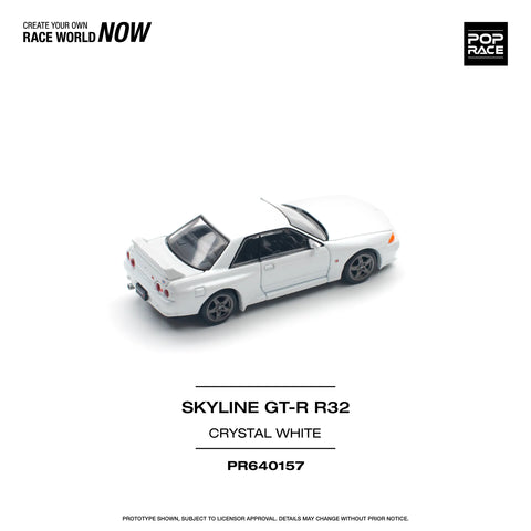 POPRACE 1/64 NISSAN SKYLINE GT-R R32 - CRYSTAL WHITE