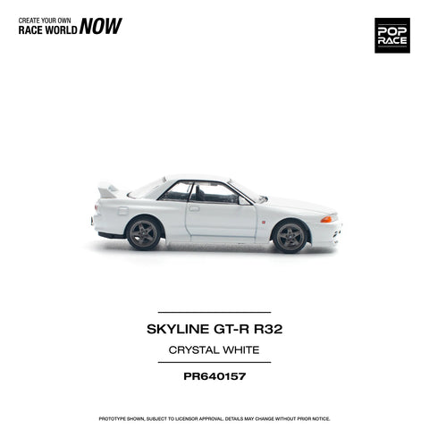 POPRACE 1/64 NISSAN SKYLINE GT-R R32 - CRYSTAL WHITE