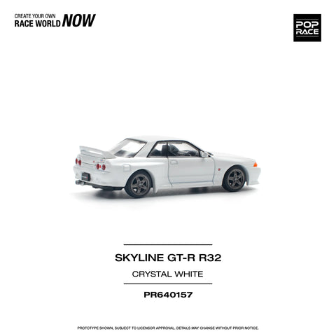 POPRACE 1/64 NISSAN SKYLINE GT-R R32 - CRYSTAL WHITE