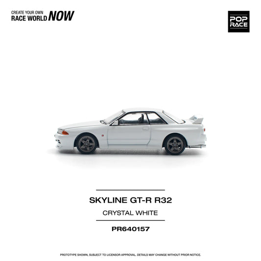 POPRACE 1/64 NISSAN SKYLINE GT-R R32 - CRYSTAL WHITE