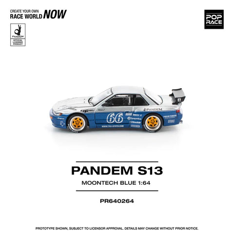 POPRACE 1/64 PANDEM SILVIA S13 MOONTECH BLUE PR640264