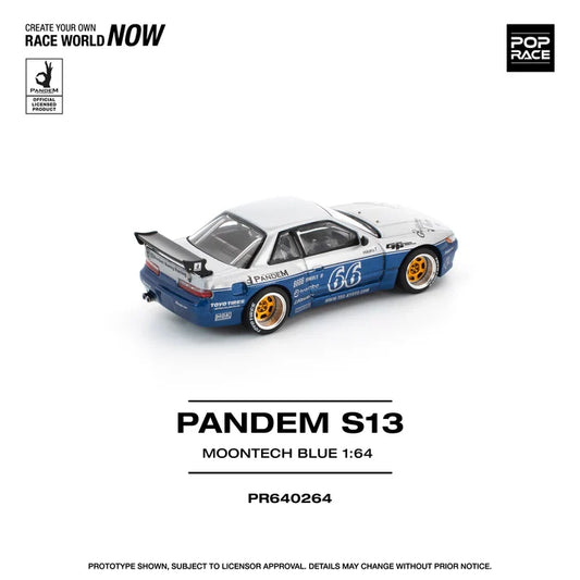 POPRACE 1/64 PANDEM SILVIA S13 MOONTECH BLUE PR640264