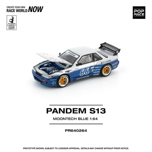 POPRACE 1/64 PANDEM SILVIA S13 MOONTECH BLUE PR640264