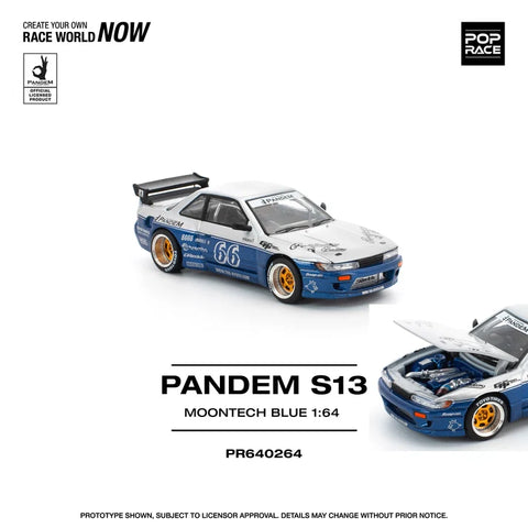 POPRACE 1/64 PANDEM SILVIA S13 MOONTECH BLUE PR640264