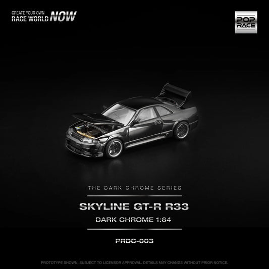 POPRACE 1/64 R33 GT-R DARK CHROME PRDC003