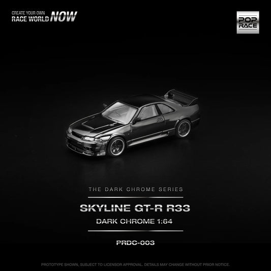 POPRACE 1/64 R33 GT-R DARK CHROME PRDC003