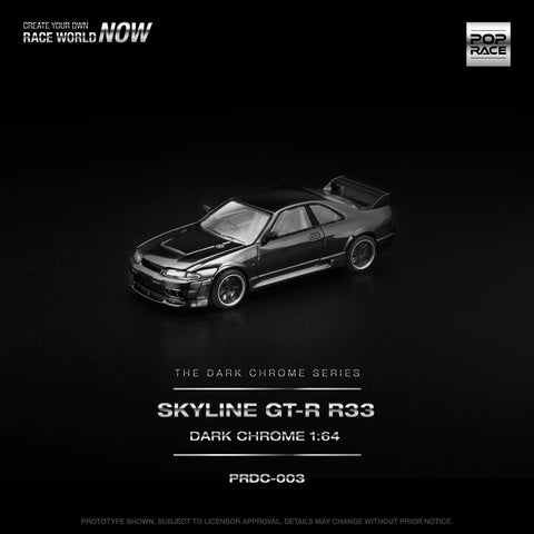 POPRACE 1/64 R33 GT-R DARK CHROME PRDC003