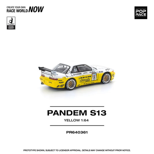 POPRACE 1/64 PANDEM SILVIA S13 2020 D1 LIGHTS YELLOW/WHITE PR640361