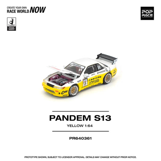 POPRACE 1/64 PANDEM SILVIA S13 2020 D1 LIGHTS YELLOW/WHITE PR640361