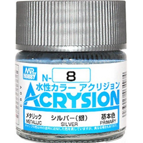 mr hobby acrysion n8 silver metallic primary